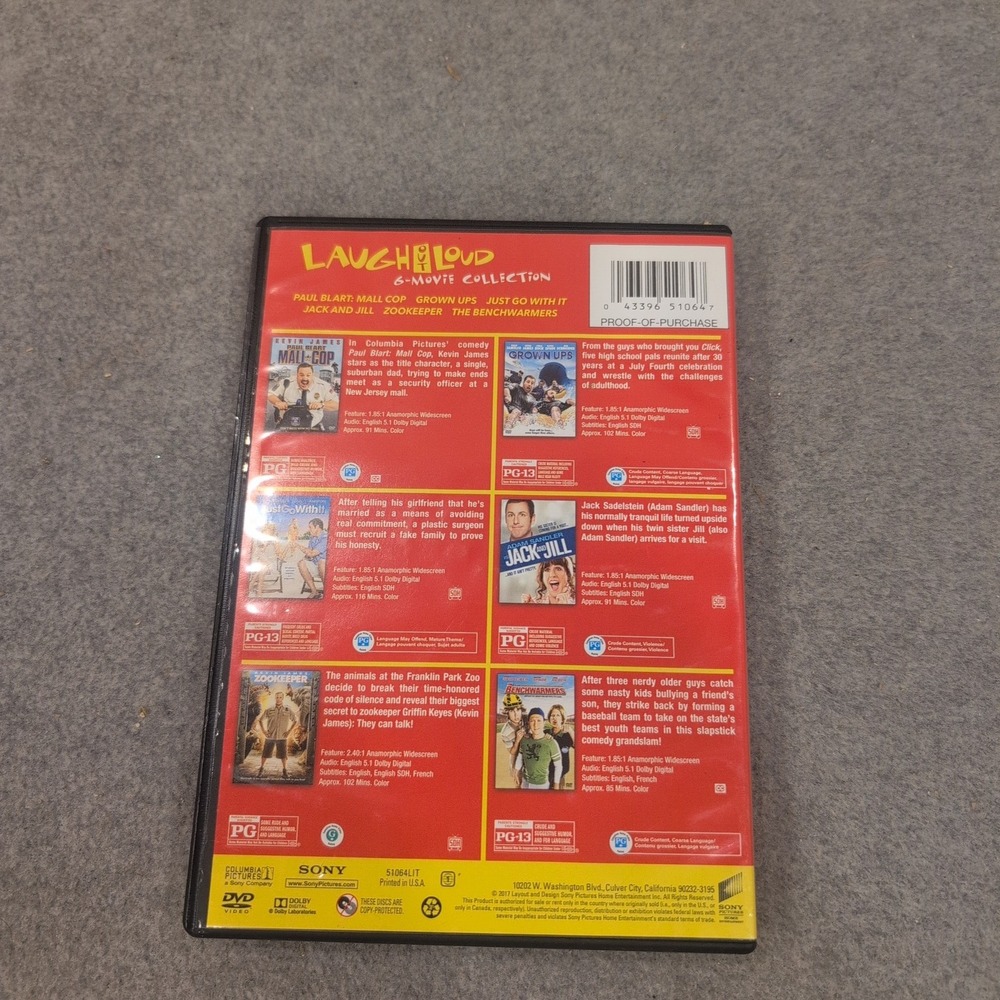 Laugh Out Loud 6-Movie Collection DVD Paul Blart Grown Ups Zookeeper Comedy Set - Picture 3 of 3